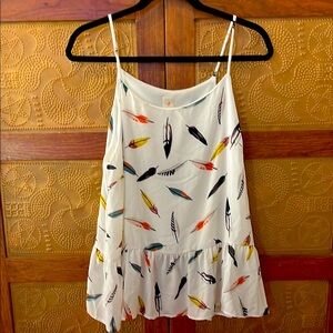 Feather Print Spaghetti Strap Top
